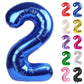 Metallic Blue Number 2 Balloon 40 Inch, 2 Balloon Number, 2Nd Birthday Decorations For Baby Girls Boys Toddlers