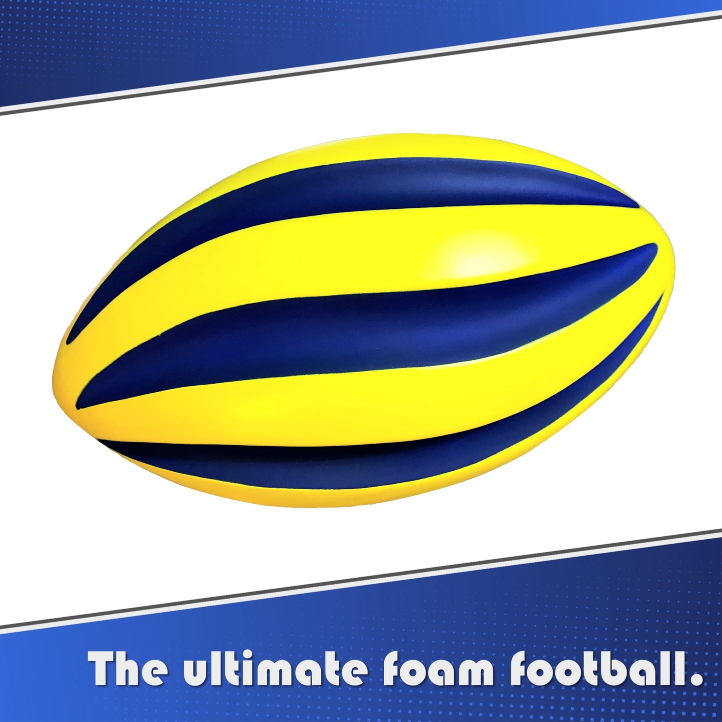 LMC Products Spiral Foam Football - Soft Foam Football for Kids - Each Quality Kids Football is 9 Inches - mature-themed & Toddler Football Youth - Small Football (Yellow & Blue)