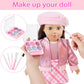 Ecore Fun 17-Piece 18 Inch Doll Accessories Cosmetic Set With Backpack & Outfits | Pretend Play Makeup Kit For 18'' Dolls | Incl