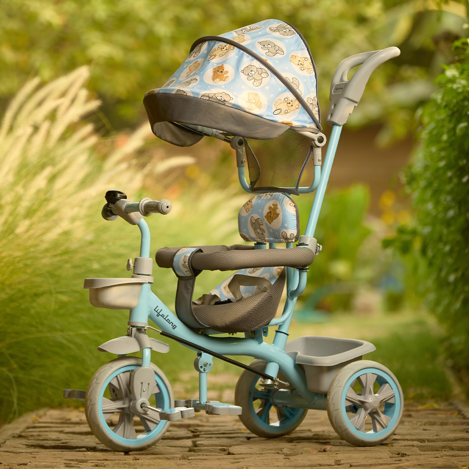 Lifelong Kids Parental Control Tricycle With Canopy,Harness,Eva Wheels, Bell & Storage Basket|Baby Trike|Age Group 1 Years To 4 