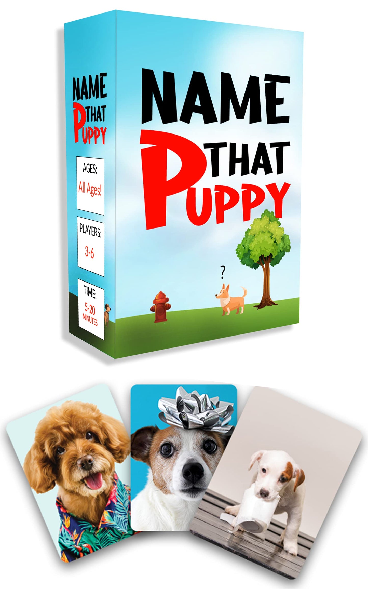 Game That Song Name That Puppy Card Game – Fun Family Game for Kids & Dog Lovers, Hilarious Group Play, Blue, Paper