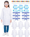 Unittype 6 Set 66 Pcs White Kids Lab Coats Bulk Children Girl Doctor Scientist Costume Lab Coat Goggles Test Tube Eyedropper(S)