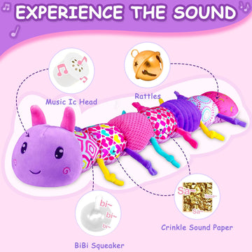 Baby Girl Toys 0-6 Months, Baby Soft Stuffed Animal Toys With Multi Textures,Rattle,Crinkle,Baby Girl Gift, Baby Girl Toys 6 To