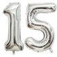 40 Inch Silver 15 Number Balloons Giant 15 Or 51 Balloons Silver Birthday 15 Balloons 15Th Birthday Anniversary Party Decoration