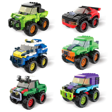 TG BLOCKS Monster Truck Micro Brick Building Toy for Boys and Girls, Pull Back Car Toys for Kids, DIY Building Toy, Gift Idea fo
