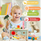 Asweets Kids Tool Set, Wooden Toddler Tool Bench with Box, Montessori STEM Educational Pretend Play Construction Toys, Birthday