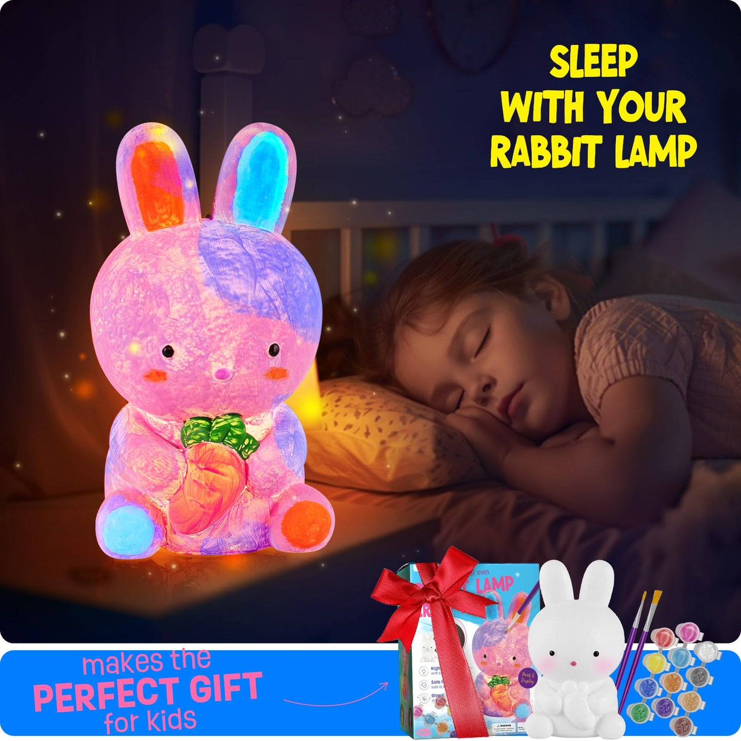 Laoese Paint Your Own Bunny Lamp Kit, Art Supplies Arts & Crafts Kit, Painting Kit For Kids 6-12, Arts And Crafts For Kids Ages