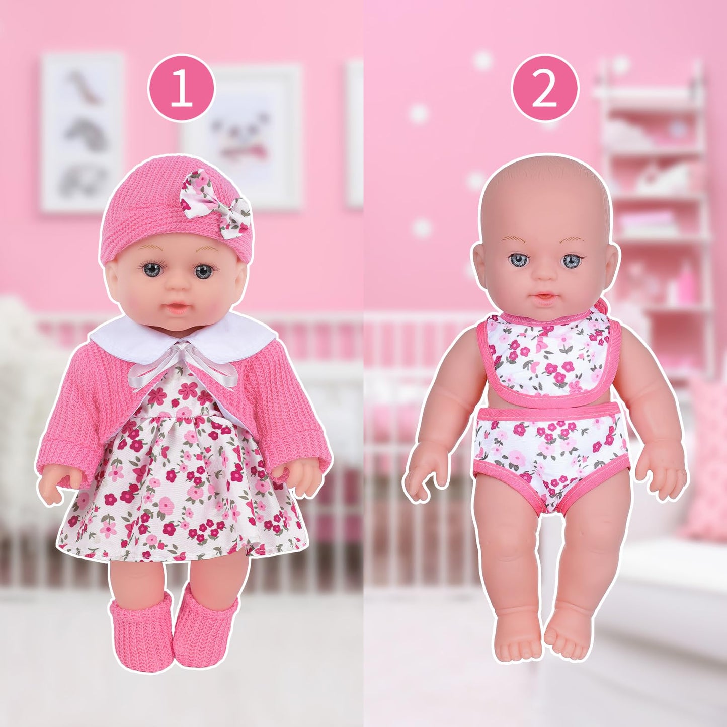 Zntwei 12 Inch Baby Doll Playset With Reborn Baby Dolls Clothes And Accessories Including Bottles, Nipple, Diaper, Bib, Underpan