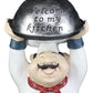 Ebros Master Bistro Chef Holding Melting Dome Tray Statue 14'Tall Head Cook With 'Welcome To My Kitchen' Sign Decor Figurine