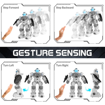 Stemtron Robot Toys For Kids, Programmable Remote Control Robot With Intelligent Gesture Sensing, Recharge, Singing & Dancing Mo