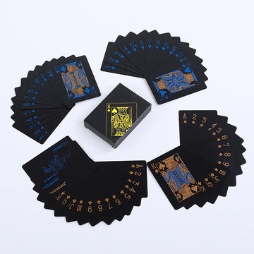 SFALCI 1pc Waterproof Plastic Poker Playing Cards PET Table Games Halloween/Thanksgiving Day (Blue x Golden)