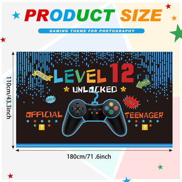 Video Game Birthday Decorations 8 9 10 11 12 13 14Th Birthday Decorations For Boys Gaming Theme Photo Props Backdrop Banner Teenager Birthday Decoration (Level 12)