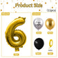 40 Inch Gold Number 6 Balloon, 6Th Birthday Balloons, 11Pcs Gold Black Latex Balloons Silver Birthday Print Balloons Digital 6 F