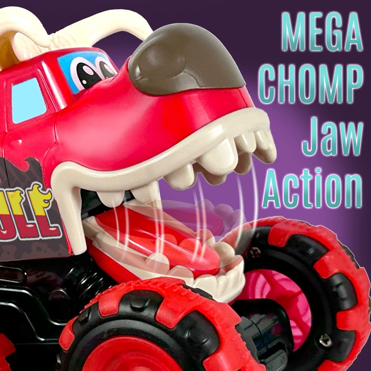stargo Bull Monster Truck Toy - Light Up Chomping Pull Back Truck, 2 inches, Plastic, Model CC-1042-Bull, Birthday Gift for Toddlers