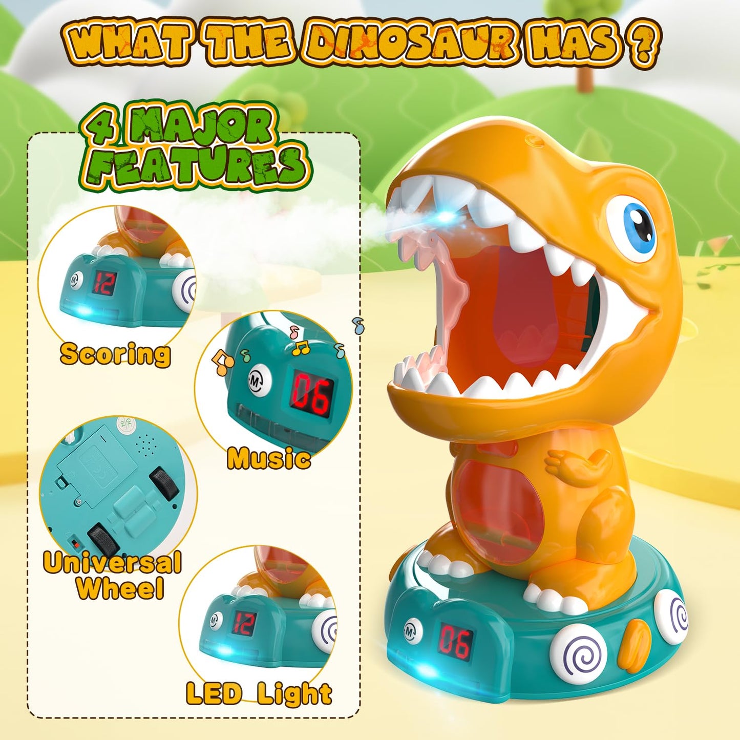 Eaglestone Remote Control Dinosaur Shooting Toys For Kids 3-5 5-7 8-12, Electronic Dino Shooting Target Game With Spay, Auto Scoring, Light &Roar, 3 4 5 6 7 Year Old Boy Birthday Gift Party Favor