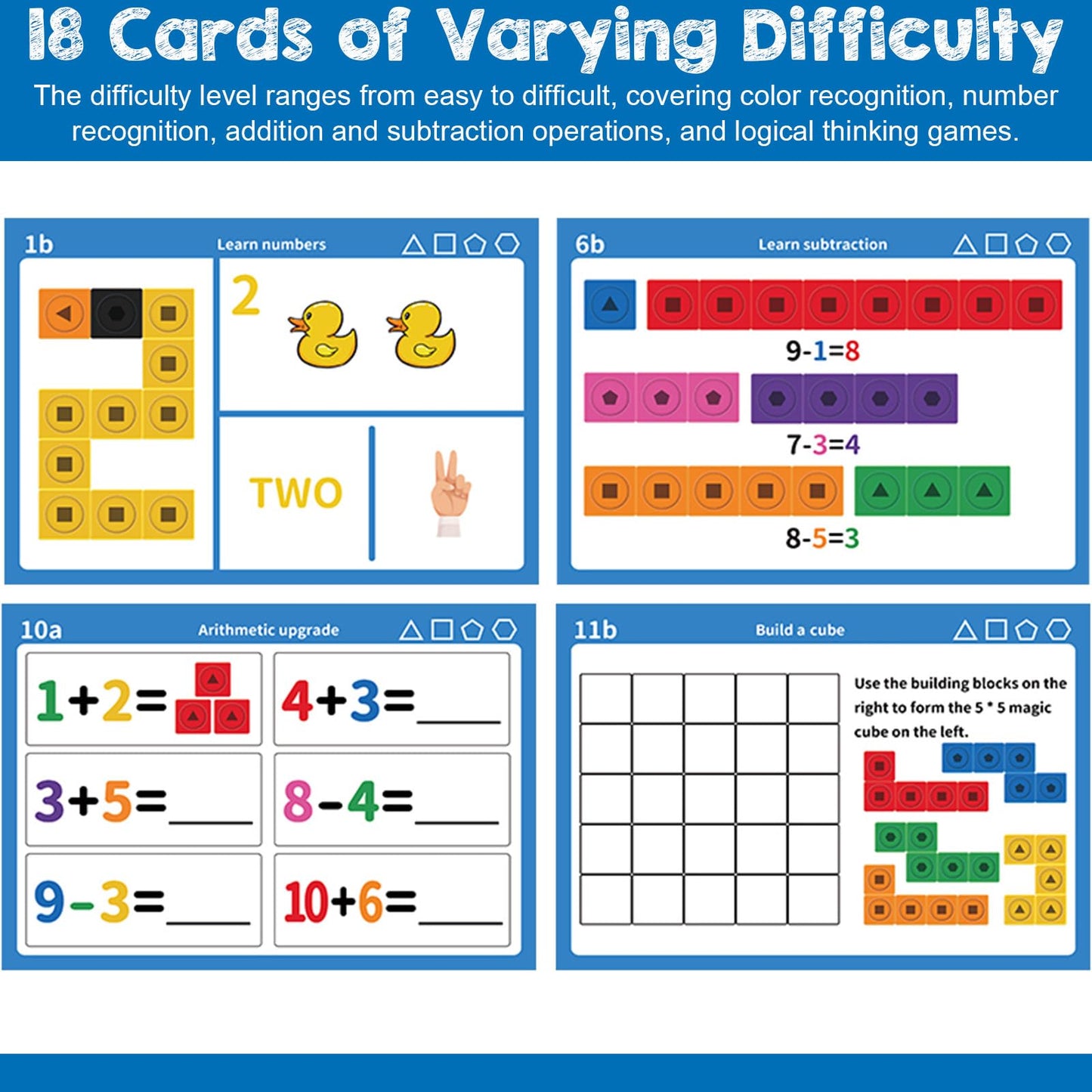 Libima 318 Pcs Math Counting Cubes Building Cubes Set with Stem Cards Linking Cubes Counting Blocks Manipulatives Math Preschool