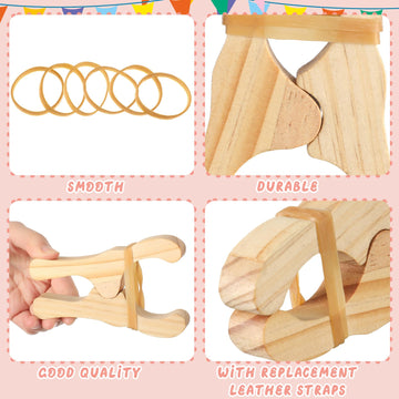 Simgoing 6 Pcs Wooden Play Clips For Kids Montessori And Waldorf Fort Building Kit Silk Clips Giant Wooden Handmade Fort Building For Blankets Silk Construction(White)