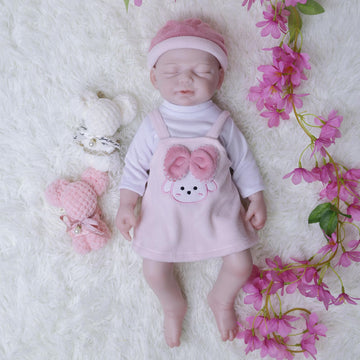 Aisite Reborn Baby Dolls Girl - 18 Inch Full Silicone Baby Girl Eyes Closed, Christmas&Birthday Gifts, Suitable For 3+