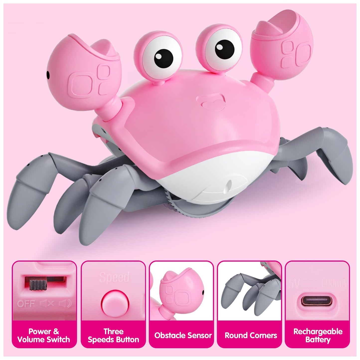 Baby Girl Toys Toddler Gifts: Tummy Time Crawling Crab Baby Toys 6 7 8 9 10 11 12 6-12 9-12 12-18 Months Infant Toddlers Age 1-2 Montessori Musical Toys 1 2 3 Year Old Girls 1St First Birthday Gift