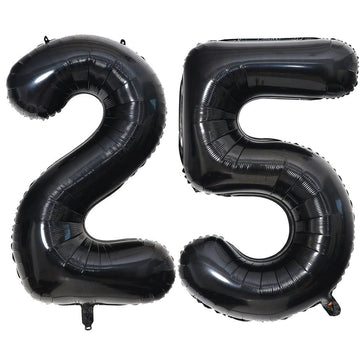40 Inch Black 25 Number Balloons Giant Jumbo Huge 25 Or 52 Foil Mylar Helium Number Digital Balloons Black Birthday Mylar Digita