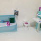 My Fancy Life - Dollhouse Bathroom Furniture Set, Bathtub, Sink And Toilet With Accessories, Turquoise And White