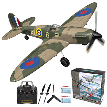 GLUISEUR Remote Control Aircraft Plane, Spitfire RC Plane with 3 Modes for Easy U-Turns and Control for Adults & Kids