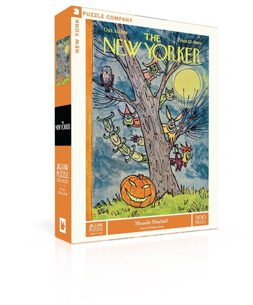 New York Puzzle Company - New Yorker Moonlit Mischief - 500 Piece Jigsaw Puzzle for Adults by William Steig