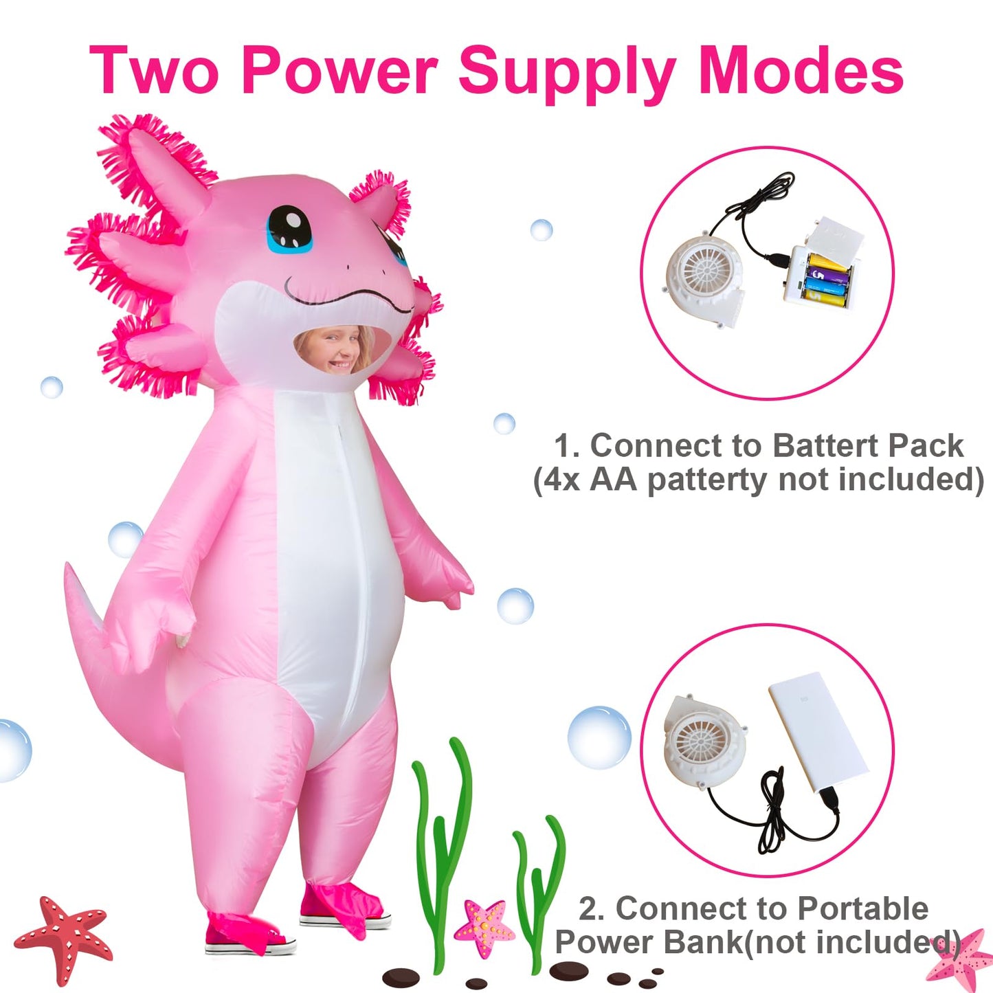 Stegosaurus Inflatable Axolotl Costume for Kids Halloween Kid Blow Up Costume Deluxe Pink Costumes for Girls Boys Cosplay Party