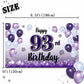 LASKYER Happy 93rd Birthday Decorations,93rd Purple Balloon Large Birthday Banner Backdrop Sign,93 Years Old Bday Party Supplies