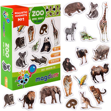 Magdum 19 Fridge Magnets For Toddlers Zoo Photo Kids Magnets For Fridge - Toddler Magnets For Refrigerator - Magnetic Animals - Fridge Magnets For Kids - Animal Magnets - Toddler Fridge Magnets
