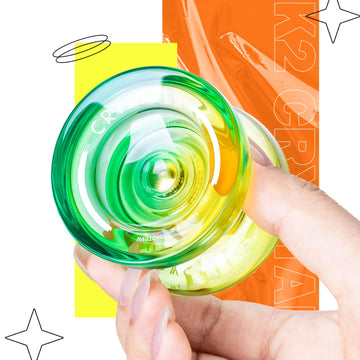 Professional Responsive Yoyo For Kids, K2 Crystal Dual Purpose Yoyo Replacement Unresponsive Yo-Yo Bearing For Intermediate, Plastic Yoyo With 12 Yoyo Strings, Yoyo Storage Bag (Green Yellow Gradient)