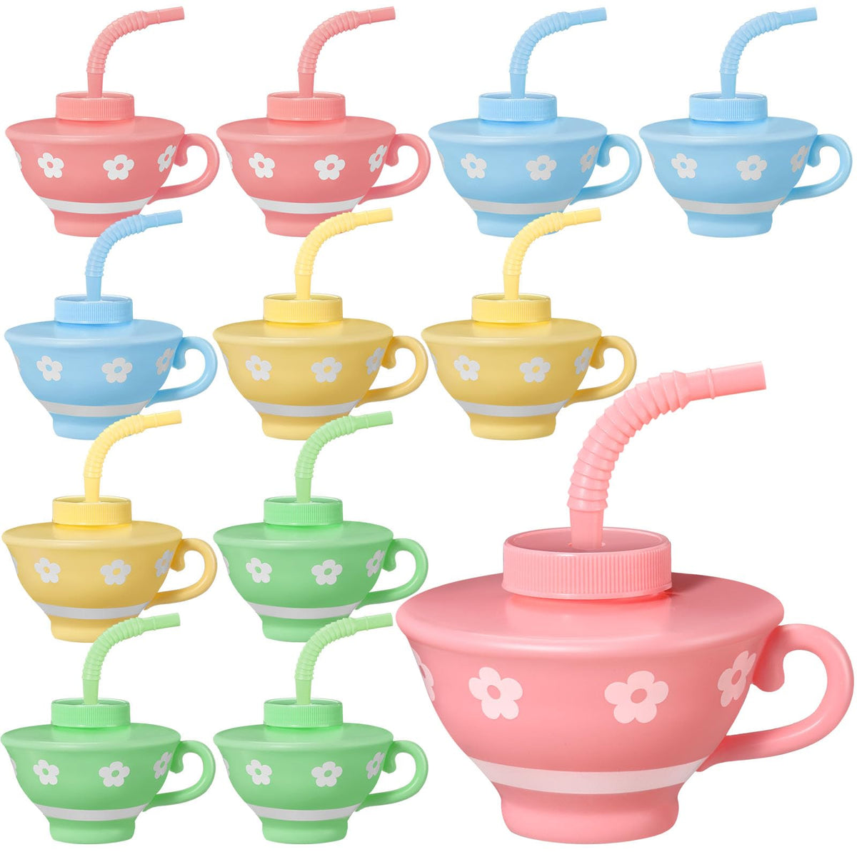 Zhehao 12 Pieces Plastic Tea Cups for Tea Party, Kids Party Favors