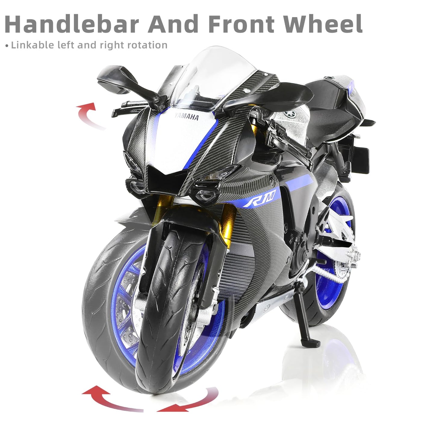 Risopen 1:12 Motorcycle Model For Yamaha Yzf-R1M 1000R Alloy Diecast Motorcycle Model Toy Mini Moto Gift(Silver)