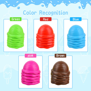 Sotodik Ice Cream Counting And Color Sorting Stacking Toys For Kids Boys Girls Age 3-5,Montessori Preschool Kindergarten Learning Activities Fine Motor Skill Toys, Number Math Games Learning Toy Gifts