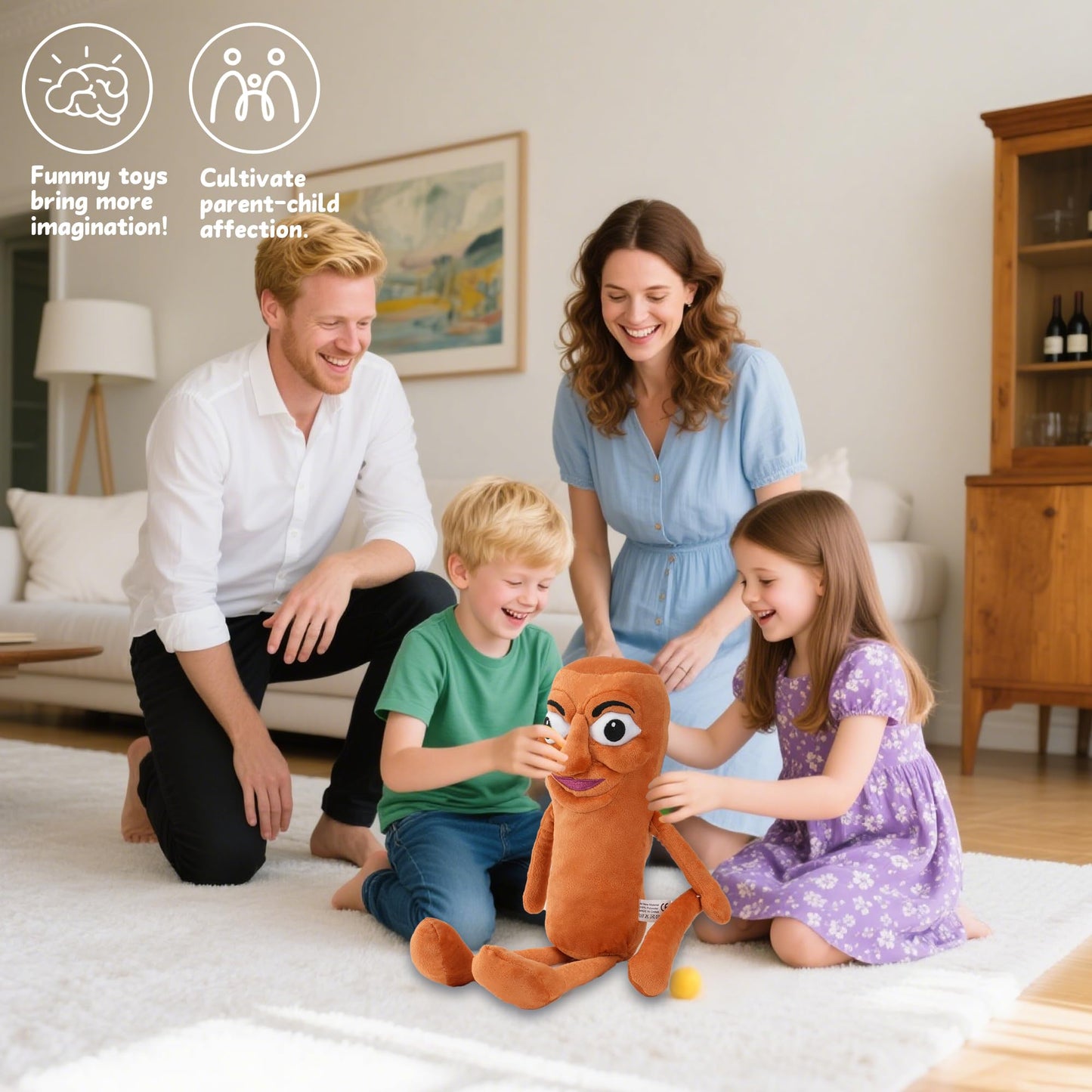 Italian Brainrot Plush Toy  17 Inch Tung Tung Tung Sahur Plushies Toys  Soft Stuffed Funny Meme Animals Dolls Gifts for Kids Boys Girls