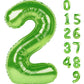 40 Inch Number 2 Balloon Light Green Birthday Decorations For Boys Girls, Hunter Green Two Balloons Number For Dinosaur Birthday