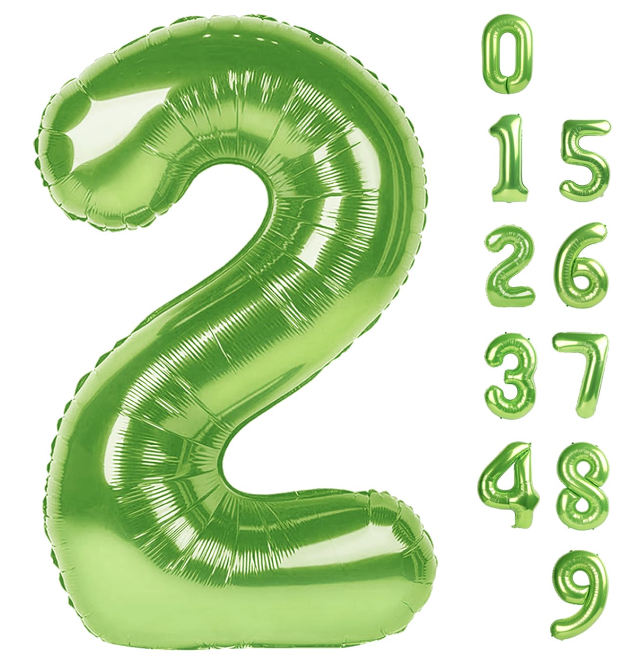 40 Inch Number 2 Balloon Light Green Birthday Decorations For Boys Girls, Hunter Green Two Balloons Number For Dinosaur Birthday
