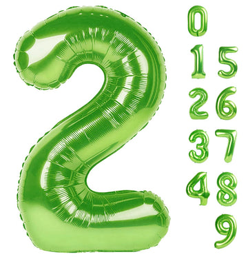40 Inch Number 2 Balloon Light Green Birthday Decorations For Boys Girls, Hunter Green Two Balloons Number For Dinosaur Birthday