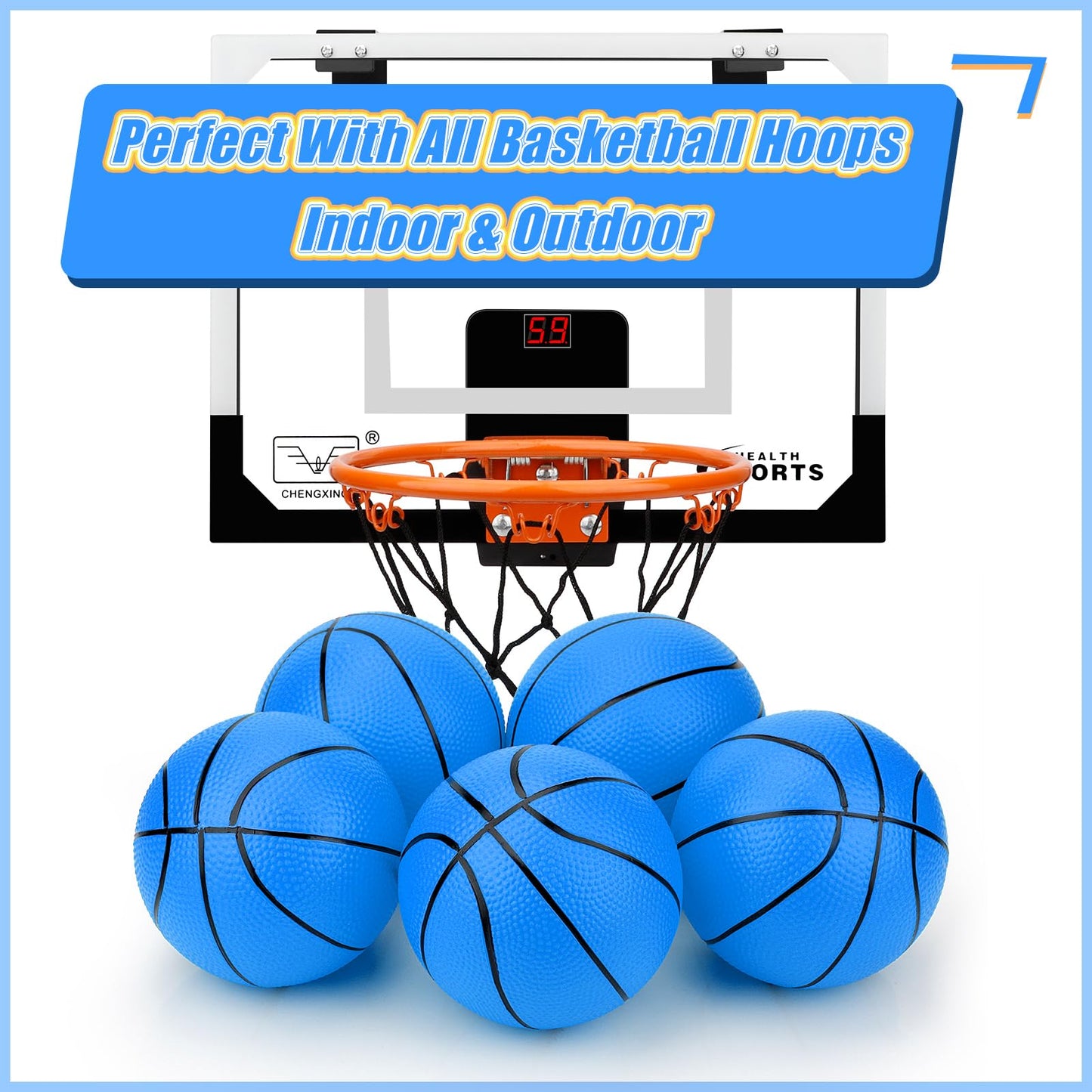 7 Inch Pvc Mini Basketball For Indoor Basketball Mini Hoops, Soft 7' Rubber Small Replacement Basketball For Over Door Basketball Hoop Sets, Little Basketballs For Outdoor Beach Pool(4 Pcs With Pump)