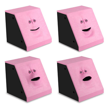 Hstyaig Money Saving Bank, Face Money Eating Box Kids Money Saving Collection Piggy Bank Automatic Novelty Coin Bank (Pink)