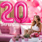 Suwen 40 Inch Hot Pink Large 20 Number Balloons Big Foil Helium Number Balloons 0-9 Jumbo Happy 20Th Mylar Birthday Party Decora