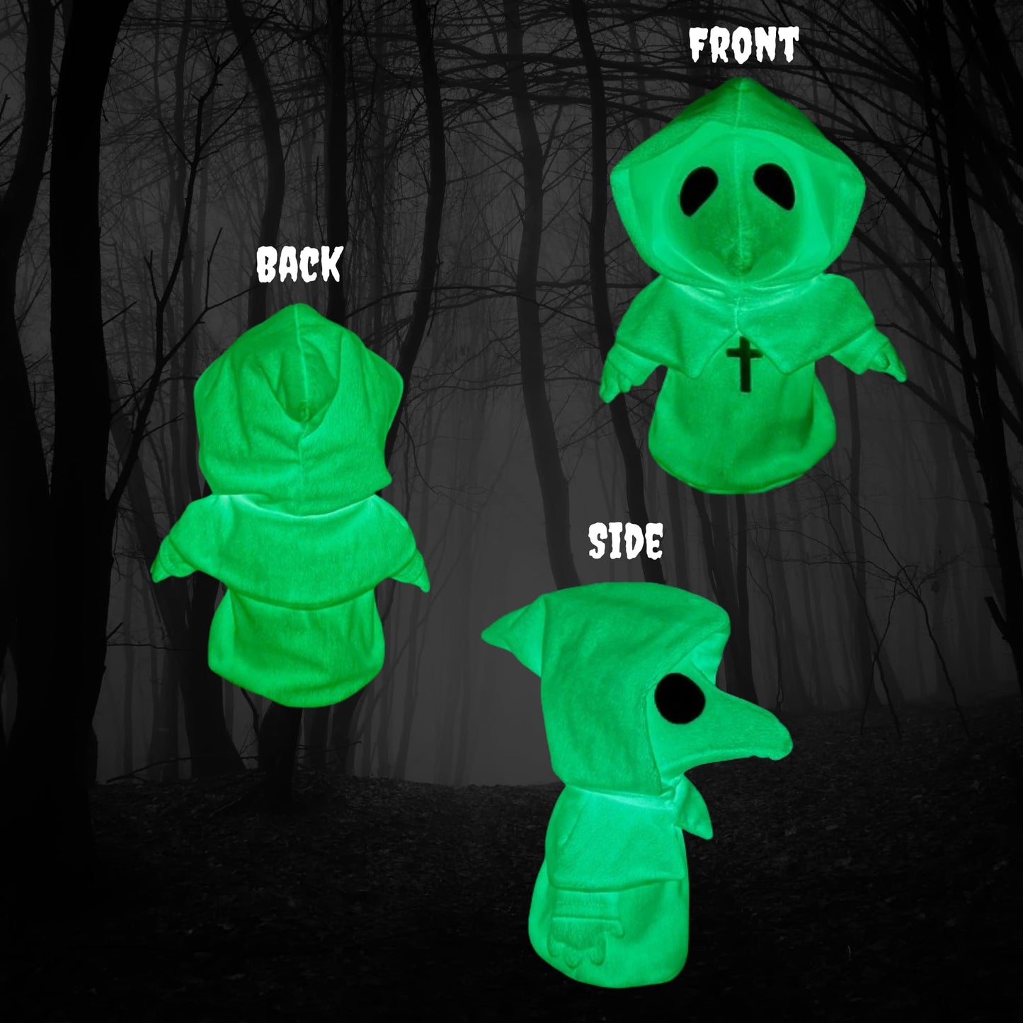 Uncommon Universe Plague Doctor Plush Toy - 10  Glow in The Dark Stuffed Animal - Cute Spooky White Horror Plush - Soft Monster Creepy Plushies - Ideal for mature-themeds or Kids