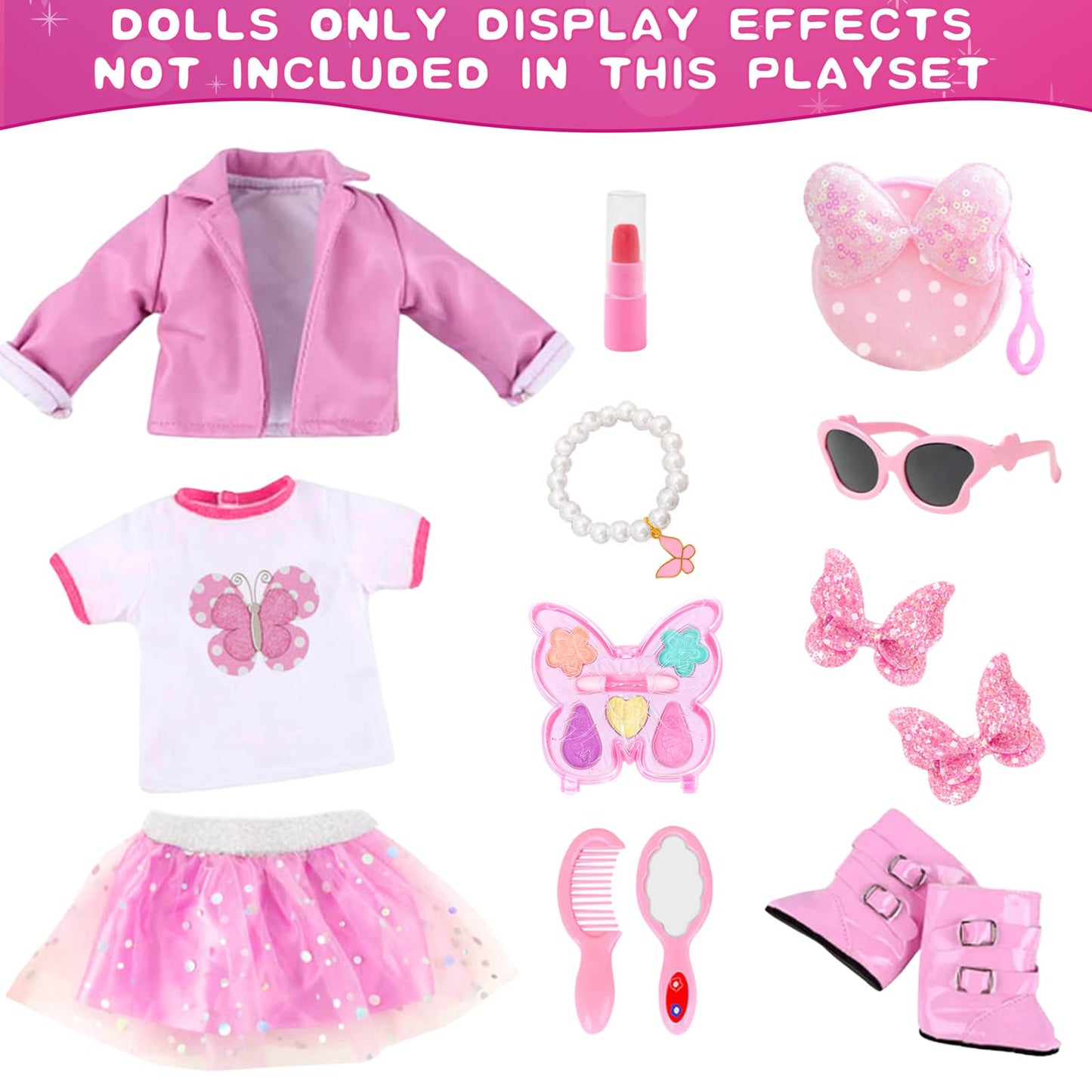American 18 Inch Dolls Clothes Pretend Makeup Accessories Gift Playset For Girls,Cosmetic Bag Toys Fits For 18 Dolls Include Ski