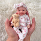 Mire & Mire Reborn Baby Dolls 7 ''Girl Open Eyes Smile Full Silicone Mini Baby Doll With Feeding Accessories-A