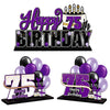 Lingteer Happy 75Th Birthday Purple Acrylic Table Topper Centerpieces Set - Cheers To 75 Years Old Birthday 75Th Bday Party Gift Decorations.