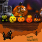 H&D Hyaline & Dora Set Of 5 Blown Glass Pumpkin Figurines, Mini Cute Glass Spooky Pumpkin Handmade Glass Pumpkin For Halloween Carnival Party,Haunted House Tiered Tray Decor