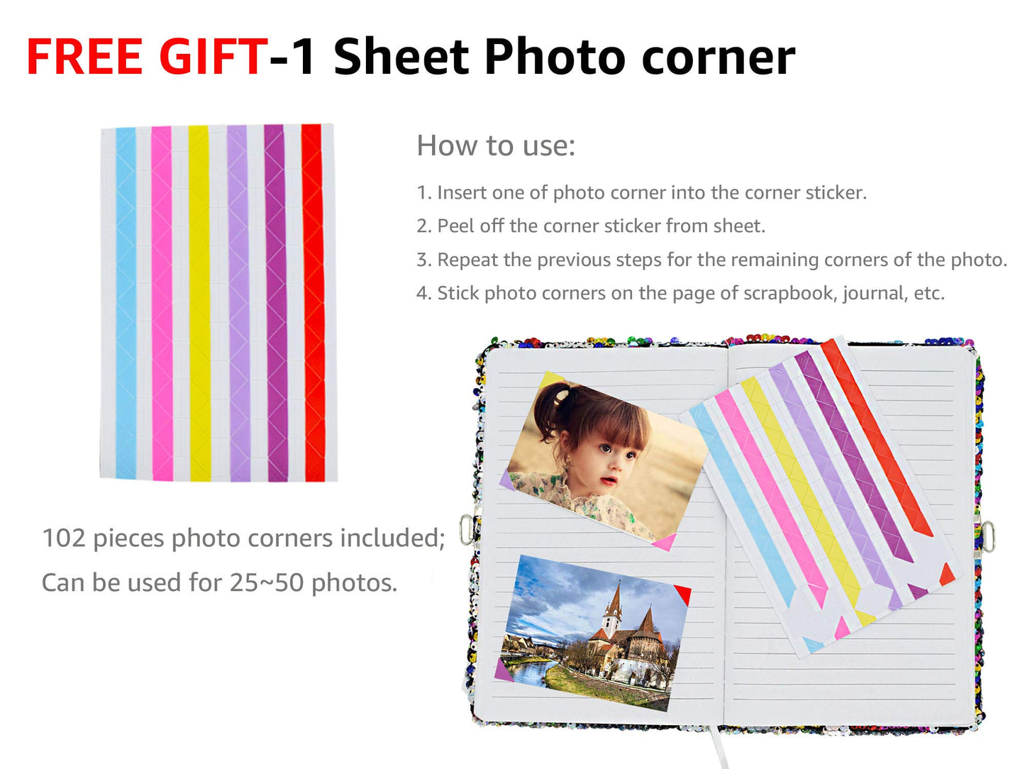 Vipbuy Magic Reversible Sequin Notebook Diary Lined Travel Journal With Lock And Key For Kids Girls, Size A5 (8.5” X 5.5”), 78 Sheets (Rainbow To Silver)