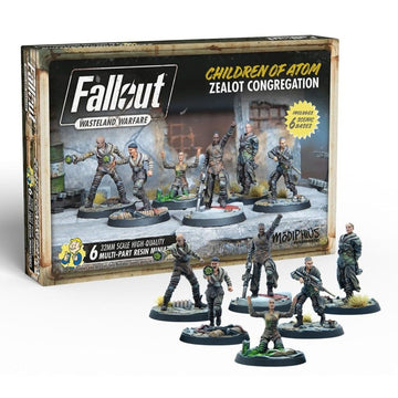 Modiphius Entertainment: Fallout: Wasteland Warfare - Children Of Atom: Zealot Congregation - 6 Figures, 32Mm Unpainted Resin Rpg Miniatures