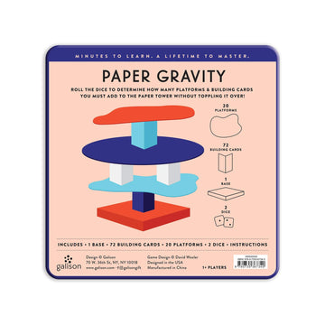 Galison Paper Gravity Game - Fun Balancing Game For 2+ Players, Easy To Play Game For Ages 6+ - Convenient Storage Tin And Instr