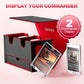 UAONO Card Deck Box for MTG - Double Storage for 200+ Cards, Faux Leather, Black & Red, with 2 Commander Displays & Dice Tray